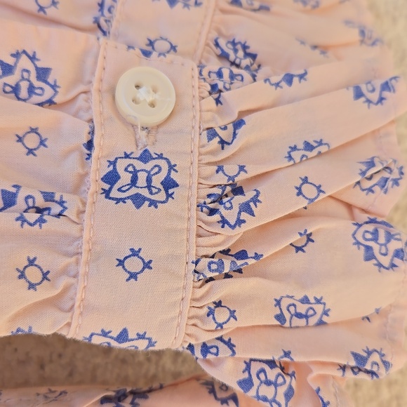 J. Crew Classic Pink and Blue Medallion Ruffled Shirt - Picture 6 of 10